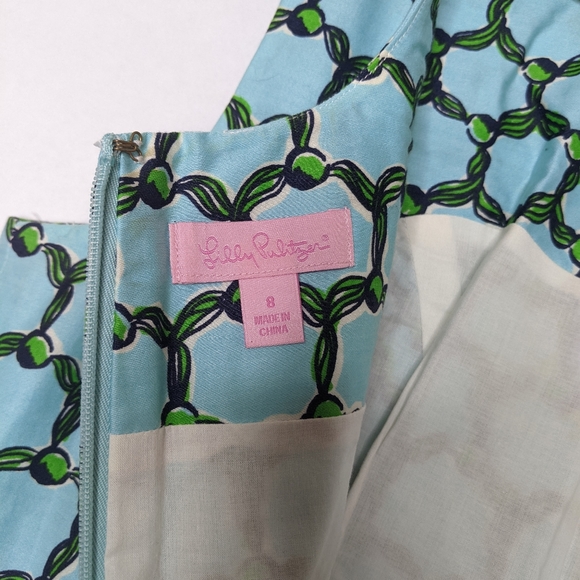 Lilly Pulitzer Evie Dress Sz 8 Medium Shift Pockets Blue Tassel Print Preppy - Picture 5 of 5